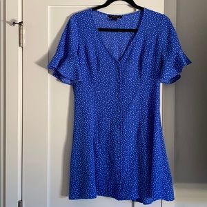 Blue polka dot mini dress